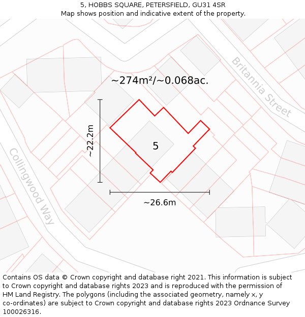 5, HOBBS SQUARE, PETERSFIELD, GU31 4SR: Plot and title map