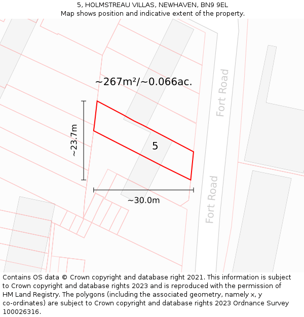 5, HOLMSTREAU VILLAS, NEWHAVEN, BN9 9EL: Plot and title map