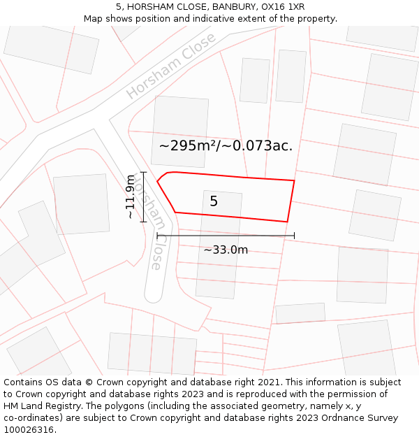 5, HORSHAM CLOSE, BANBURY, OX16 1XR: Plot and title map