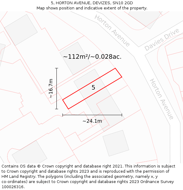 5, HORTON AVENUE, DEVIZES, SN10 2GD: Plot and title map