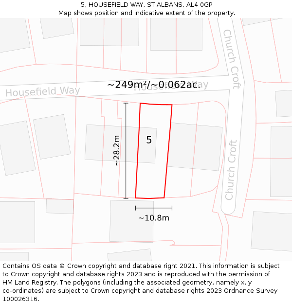 5, HOUSEFIELD WAY, ST ALBANS, AL4 0GP: Plot and title map