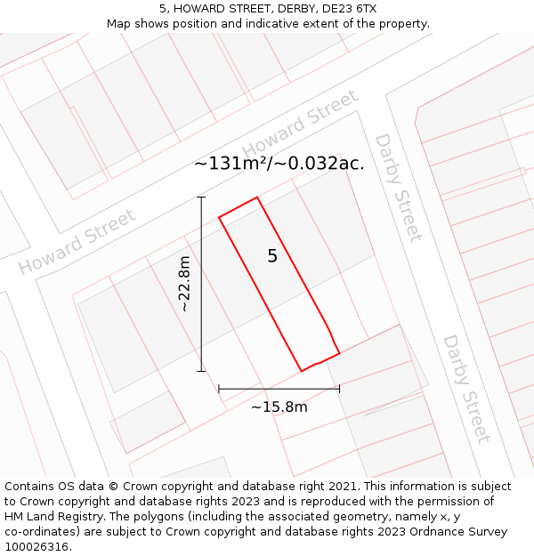 5, HOWARD STREET, DERBY, DE23 6TX: Plot and title map