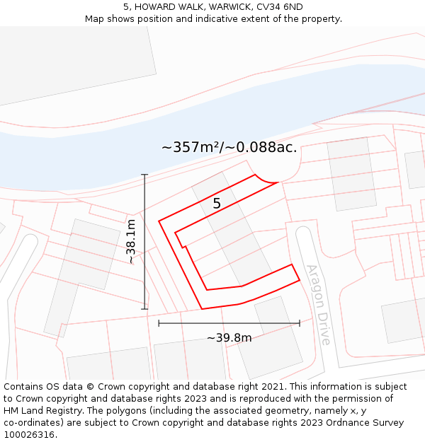 5, HOWARD WALK, WARWICK, CV34 6ND: Plot and title map