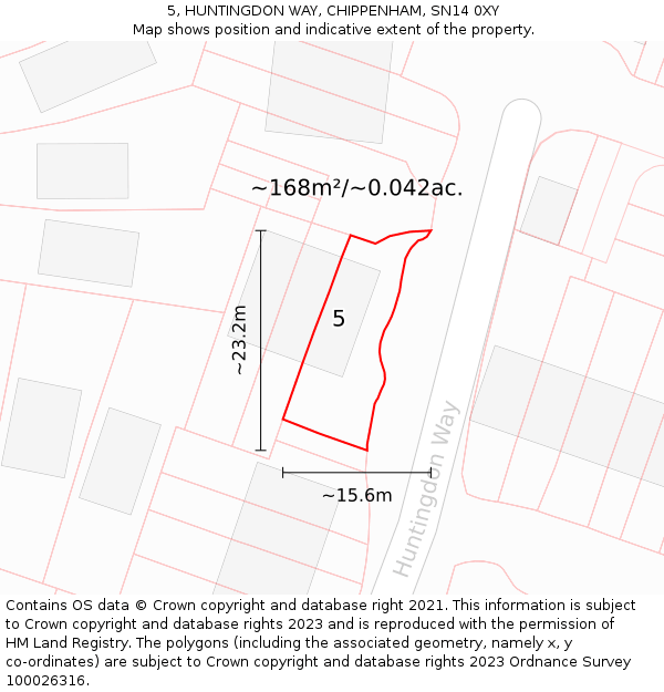 5, HUNTINGDON WAY, CHIPPENHAM, SN14 0XY: Plot and title map
