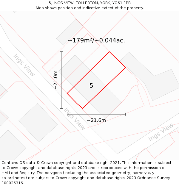 5, INGS VIEW, TOLLERTON, YORK, YO61 1PR: Plot and title map