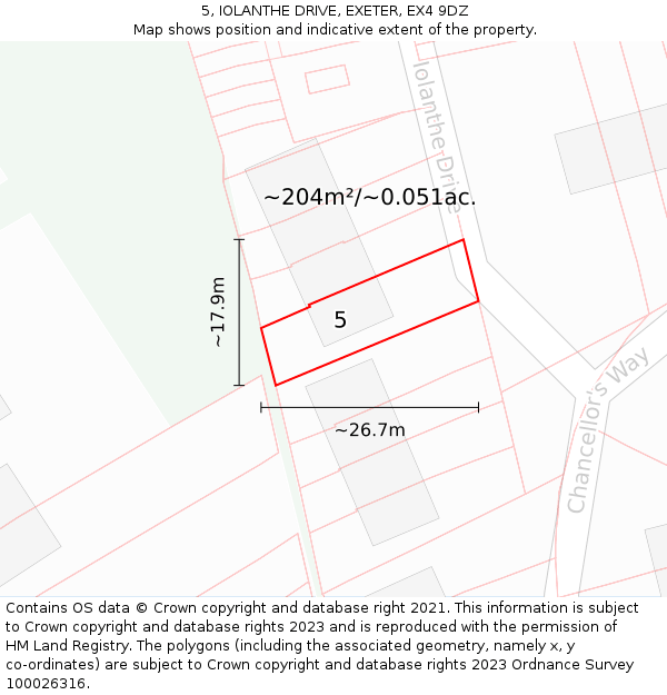 5, IOLANTHE DRIVE, EXETER, EX4 9DZ: Plot and title map