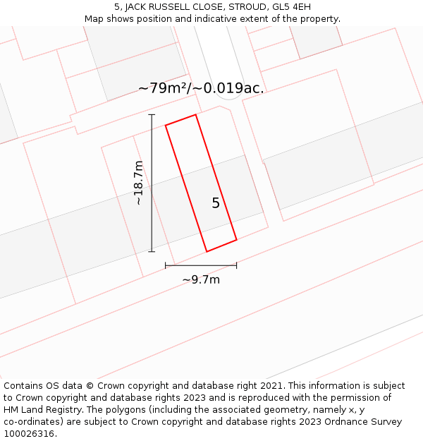 5, JACK RUSSELL CLOSE, STROUD, GL5 4EH: Plot and title map