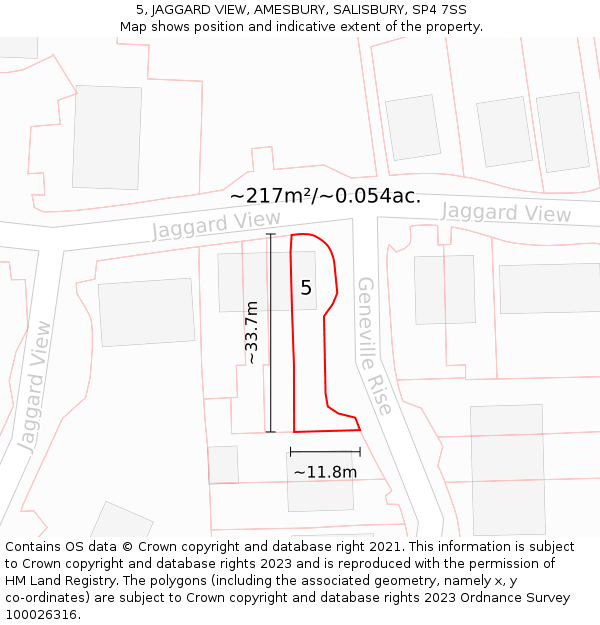 5, JAGGARD VIEW, AMESBURY, SALISBURY, SP4 7SS: Plot and title map