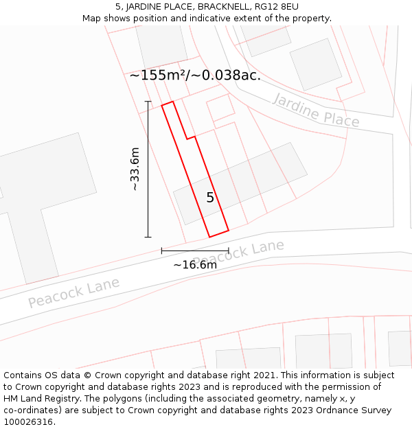 5, JARDINE PLACE, BRACKNELL, RG12 8EU: Plot and title map
