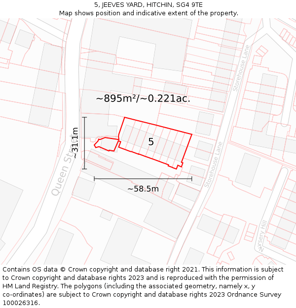 5, JEEVES YARD, HITCHIN, SG4 9TE: Plot and title map