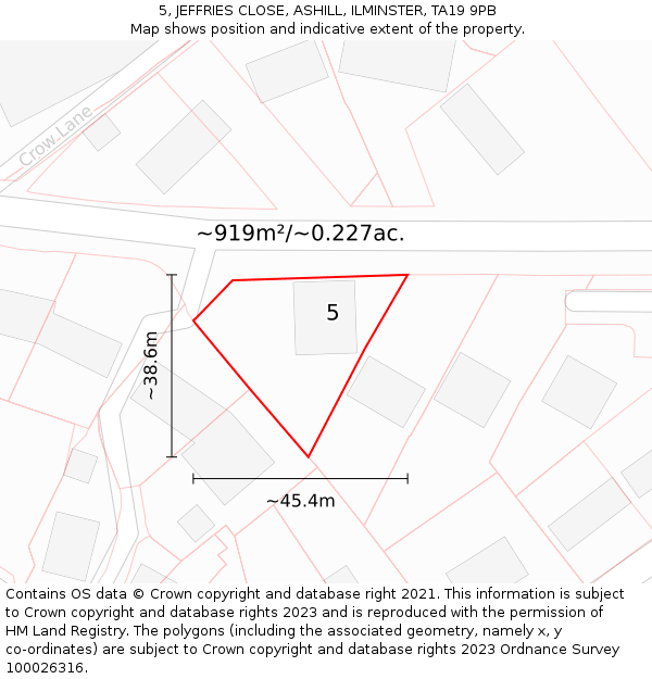 5, JEFFRIES CLOSE, ASHILL, ILMINSTER, TA19 9PB: Plot and title map