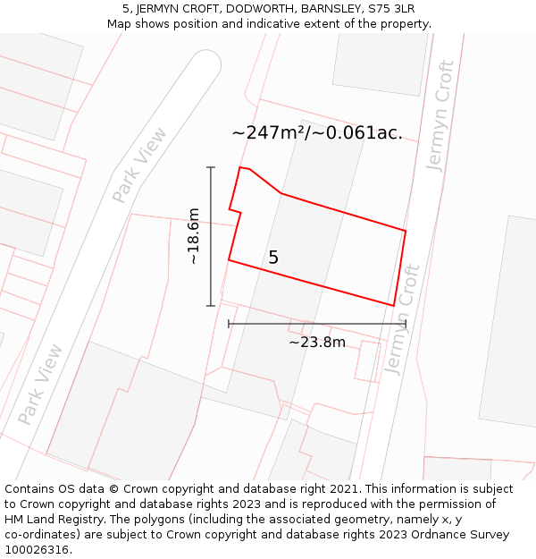 5, JERMYN CROFT, DODWORTH, BARNSLEY, S75 3LR: Plot and title map