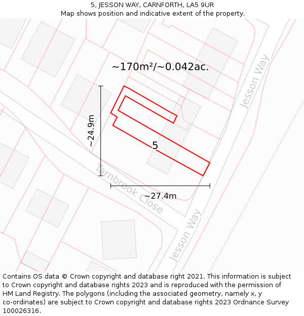 5, JESSON WAY, CARNFORTH, LA5 9UR: Plot and title map