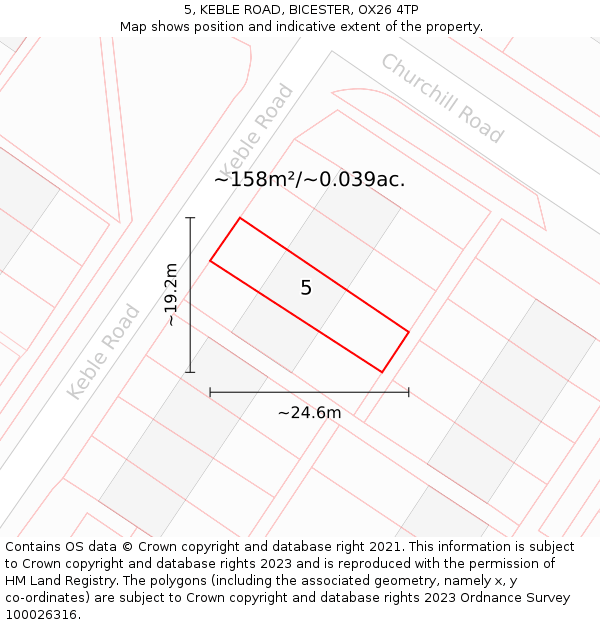 5, KEBLE ROAD, BICESTER, OX26 4TP: Plot and title map