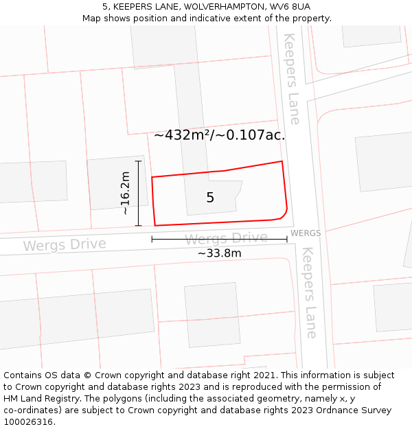 5, KEEPERS LANE, WOLVERHAMPTON, WV6 8UA: Plot and title map