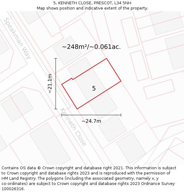 5, KENNETH CLOSE, PRESCOT, L34 5NH: Plot and title map