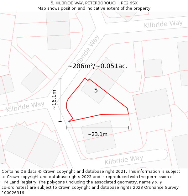 5, KILBRIDE WAY, PETERBOROUGH, PE2 6SX: Plot and title map