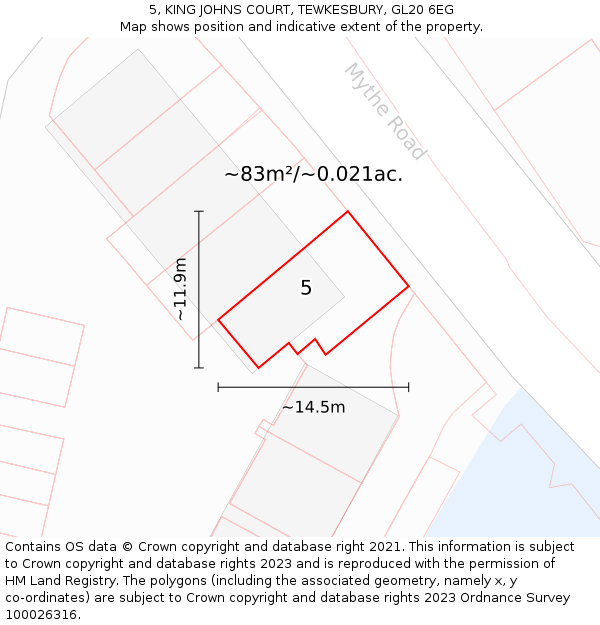5, KING JOHNS COURT, TEWKESBURY, GL20 6EG: Plot and title map