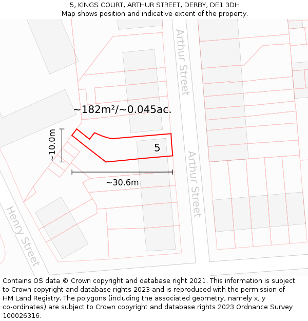 5, KINGS COURT, ARTHUR STREET, DERBY, DE1 3DH: Plot and title map