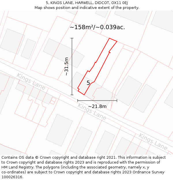 5, KINGS LANE, HARWELL, DIDCOT, OX11 0EJ: Plot and title map