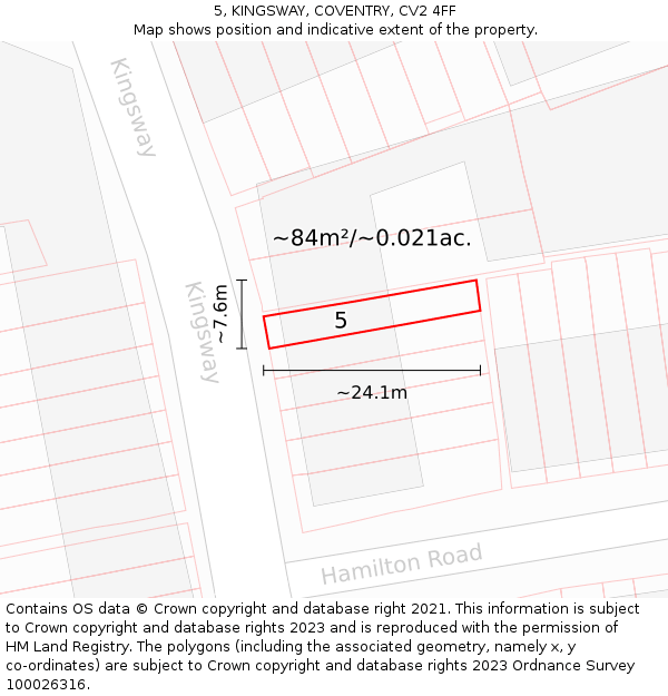 5, KINGSWAY, COVENTRY, CV2 4FF: Plot and title map