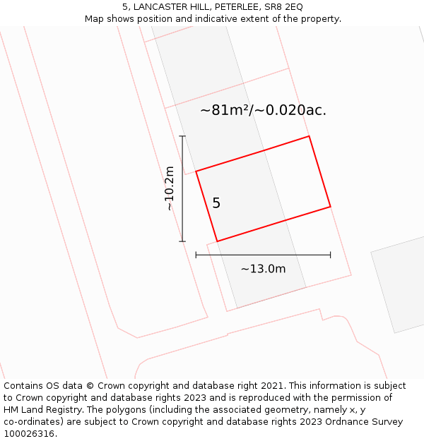 5, LANCASTER HILL, PETERLEE, SR8 2EQ: Plot and title map