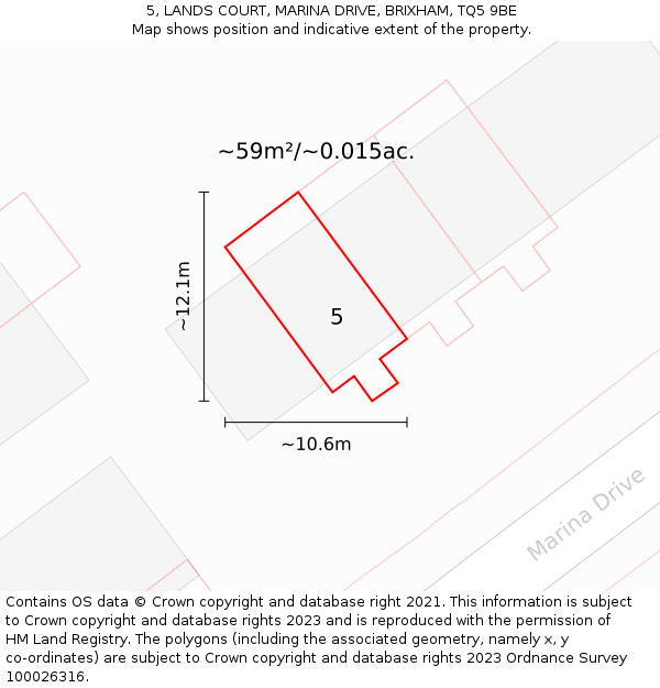 5, LANDS COURT, MARINA DRIVE, BRIXHAM, TQ5 9BE: Plot and title map