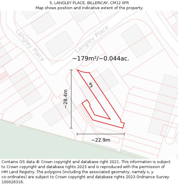 5, LANGLEY PLACE, BILLERICAY, CM12 0FR: Plot and title map
