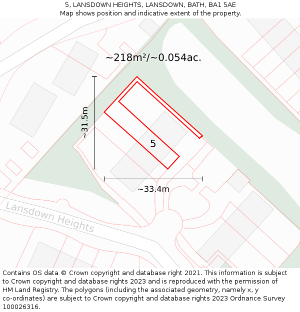 5, LANSDOWN HEIGHTS, LANSDOWN, BATH, BA1 5AE: Plot and title map