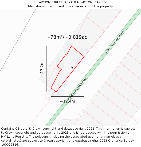 5, LAWSON STREET, ASPATRIA, WIGTON, CA7 3DR: Plot and title map
