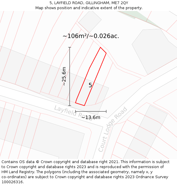5, LAYFIELD ROAD, GILLINGHAM, ME7 2QY: Plot and title map