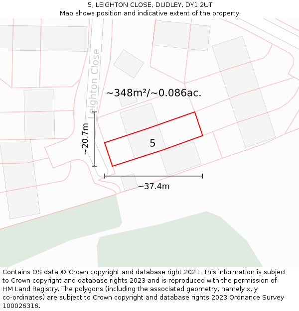 5, LEIGHTON CLOSE, DUDLEY, DY1 2UT: Plot and title map