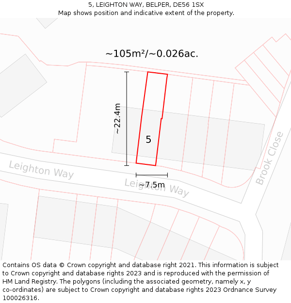 5, LEIGHTON WAY, BELPER, DE56 1SX: Plot and title map
