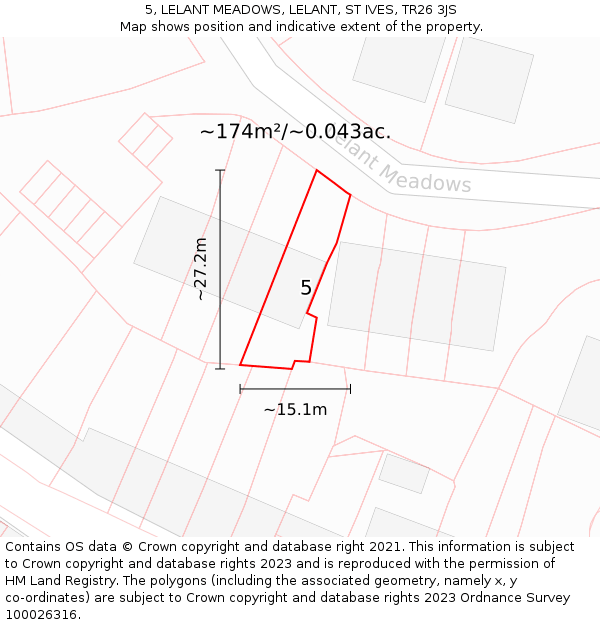 5, LELANT MEADOWS, LELANT, ST IVES, TR26 3JS: Plot and title map
