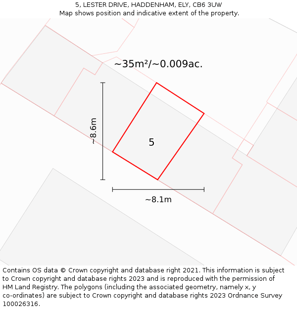 5, LESTER DRIVE, HADDENHAM, ELY, CB6 3UW: Plot and title map