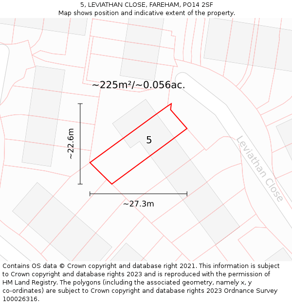 5, LEVIATHAN CLOSE, FAREHAM, PO14 2SF: Plot and title map