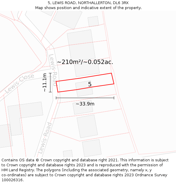 5, LEWIS ROAD, NORTHALLERTON, DL6 3RX: Plot and title map