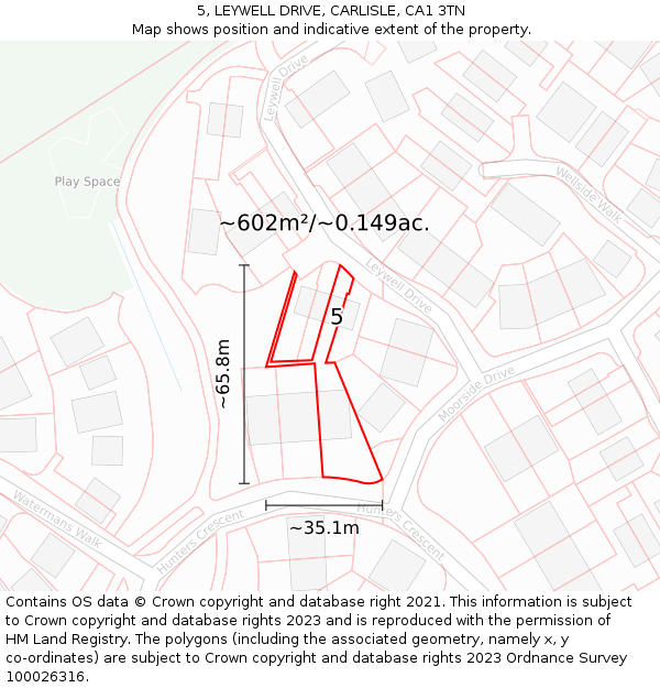 5, LEYWELL DRIVE, CARLISLE, CA1 3TN: Plot and title map
