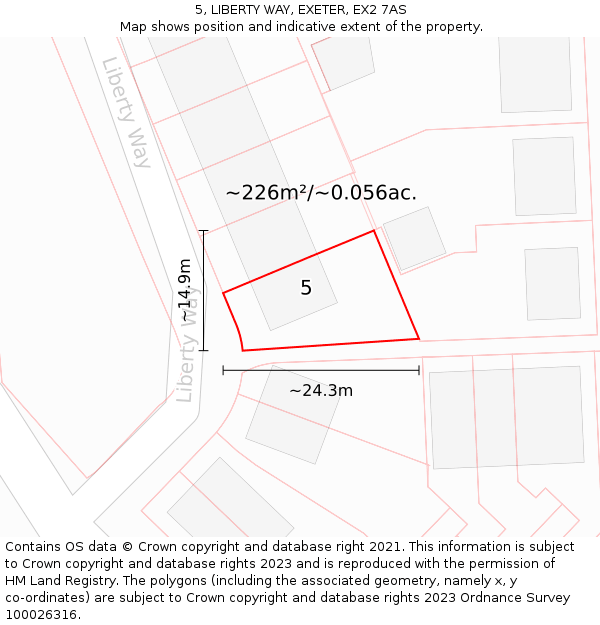 5, LIBERTY WAY, EXETER, EX2 7AS: Plot and title map
