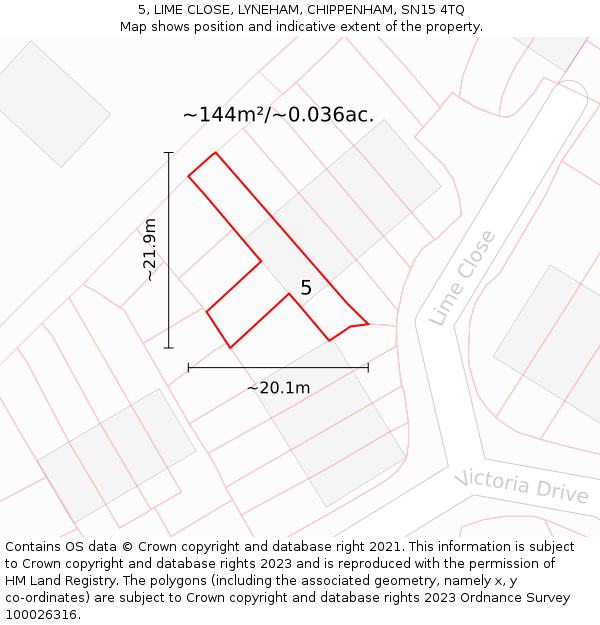 5, LIME CLOSE, LYNEHAM, CHIPPENHAM, SN15 4TQ: Plot and title map