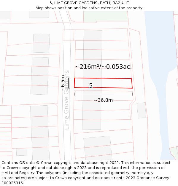 5, LIME GROVE GARDENS, BATH, BA2 4HE: Plot and title map
