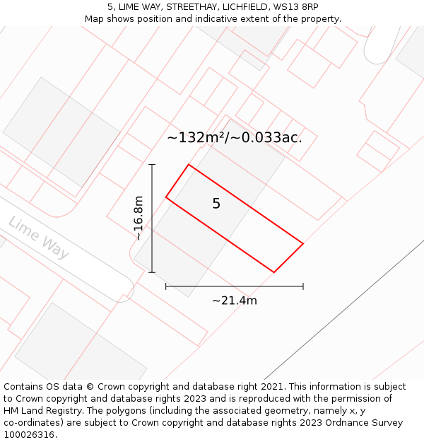 5, LIME WAY, STREETHAY, LICHFIELD, WS13 8RP: Plot and title map