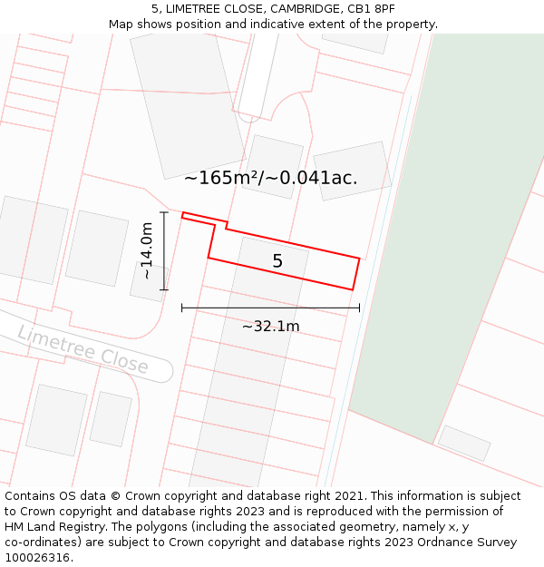 5, LIMETREE CLOSE, CAMBRIDGE, CB1 8PF: Plot and title map