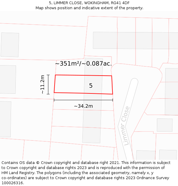 5, LIMMER CLOSE, WOKINGHAM, RG41 4DF: Plot and title map