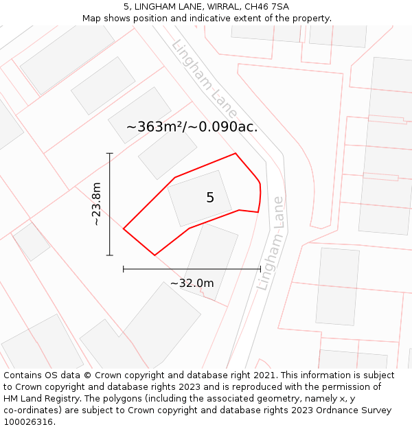5, LINGHAM LANE, WIRRAL, CH46 7SA: Plot and title map