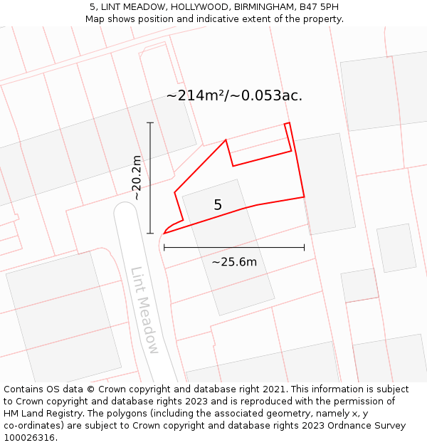 5, LINT MEADOW, HOLLYWOOD, BIRMINGHAM, B47 5PH: Plot and title map