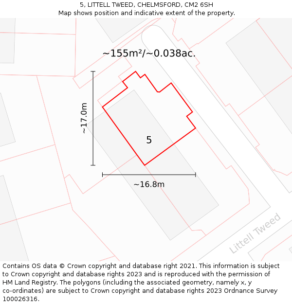 5, LITTELL TWEED, CHELMSFORD, CM2 6SH: Plot and title map