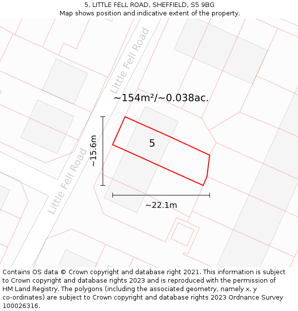 5, LITTLE FELL ROAD, SHEFFIELD, S5 9BG: Plot and title map