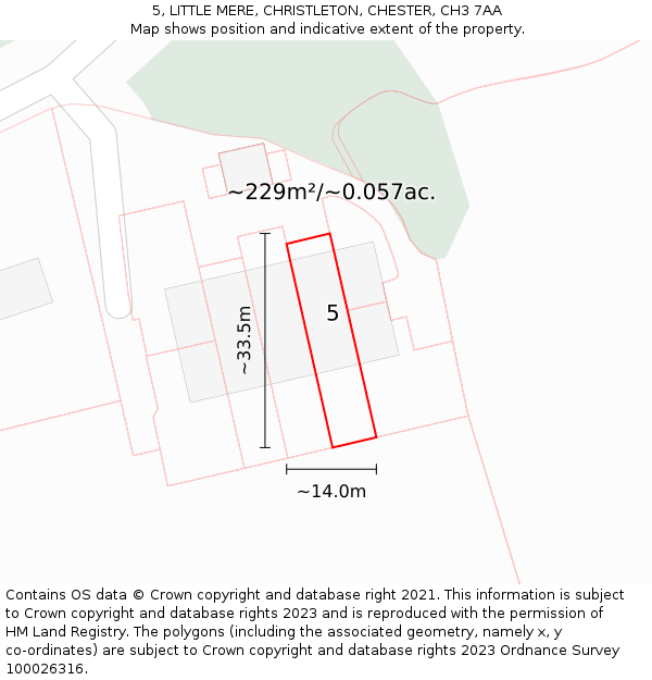 5, LITTLE MERE, CHRISTLETON, CHESTER, CH3 7AA: Plot and title map