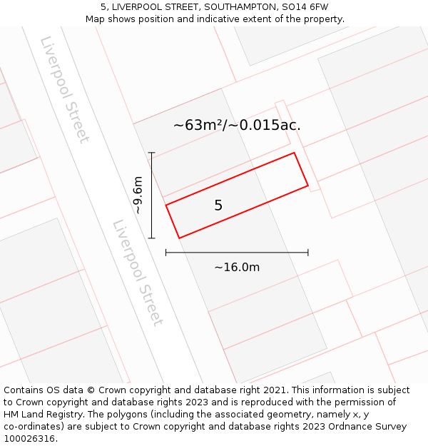 5, LIVERPOOL STREET, SOUTHAMPTON, SO14 6FW: Plot and title map
